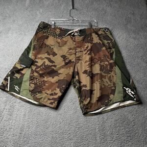 Da Hui Swim Shorts Men's Size 44 Brown and Green Camo Boardshorts